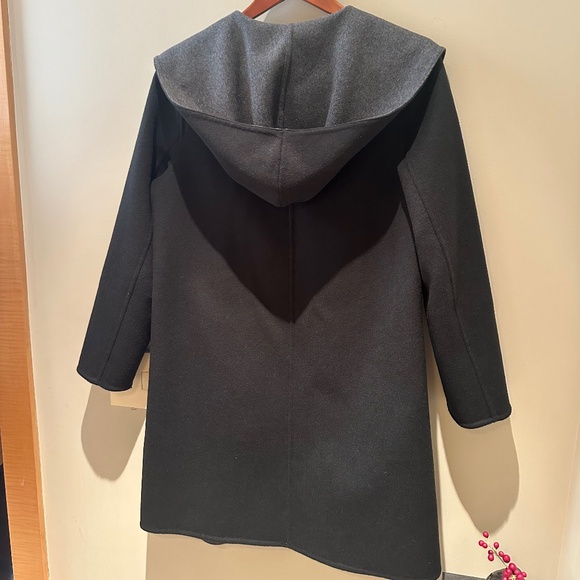 Uniqlo Gray/black Wool Blend Coat with Hood - Picture 4 of 6